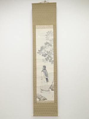 矢沢弦月筆　人物　肉筆紙本掛軸（保護箱）□z